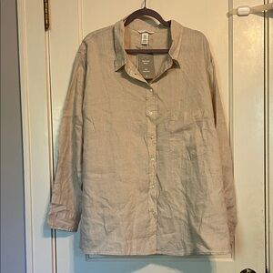 NWT Women’s Plus size 4xl Linen Beige Shirt